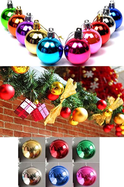 Happyland شجرة عيد الميلاد - 6 سم ملونة، 6 قطع كرات لطيفة بألوان مختلطة