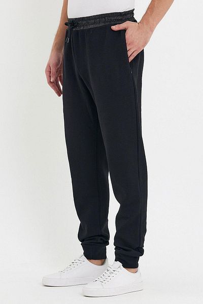 ENQUE Ανδρικό φαρδύ ελαστικό Jogger Basic Chino μαύρο παντελόνι