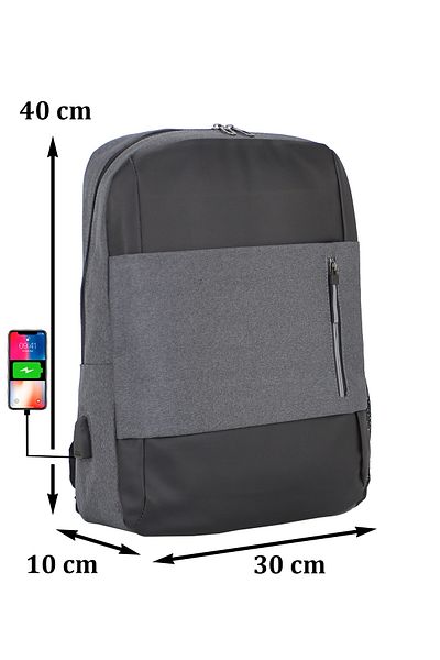 Case Club Reflective Zipper USB Device Imported Backpack 14''-15.6'' Inch Laptop Compartment Side Pocket