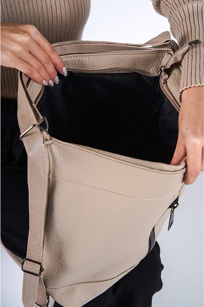 Solo Bag Umăr și rucsac bej din piele moale spălată cu fermoar