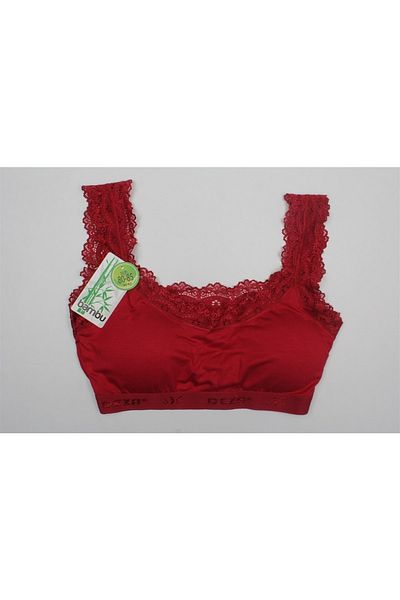 tuanagiyim Women's Cotton Bamboo Lace Padded Comfortable Half Tank Top Thick Strap Bra
