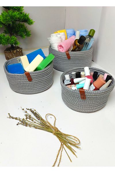MaVaux Jute Wicker Basket Set - Hand Woven, Multi-Purpose Bathroom and Kitchen Organizer