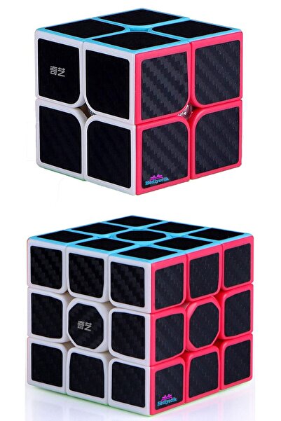 hediyecik Qiyi Zeka Küpü Seti 2x2 3x3 Karbon Fiber Akıl Küpü Rübik Küp Set