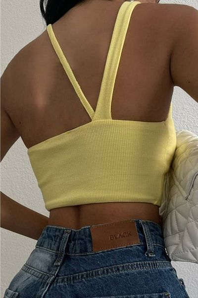lovebox Dámská blůza asymetrického střihu Crop Yellow 2082
