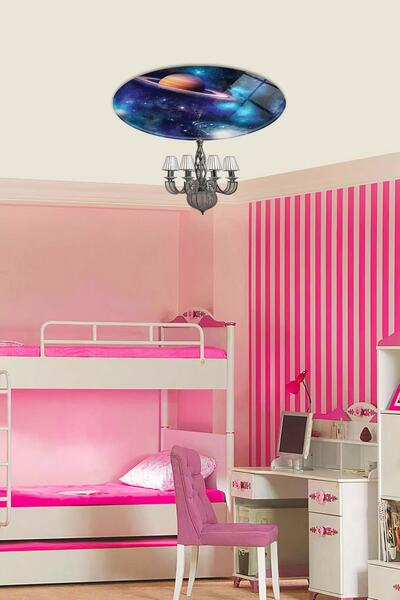 Decorita ثريا زجاجية ملونة بنمط المجرة - 50 سم × 50 سم