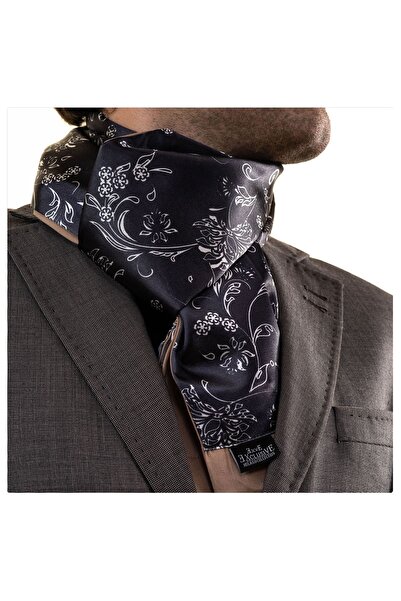 Exve Exclusive Μαύρο με λευκό σχέδιο σάλι σε μορφή εκτύπωσης, φουλάρι διπλής ...
