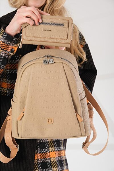 Just Polo Women's Mink Backpack Wallet Combination