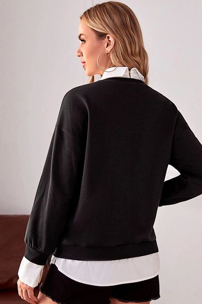 MODAGEN Maternity New York Brooklyn Printed Black Crew Neck Sweatshirt