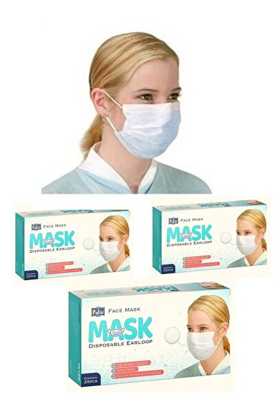 Pufai Tek Kullanımlık Full Ultrasonik Yüz Ağız Cerrahi Maske 3 Katlı Burun Te...