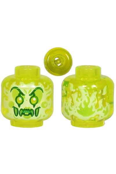 LEGO Neon Green Edgy Head - Original Accessory, Custom Minifigure Head, Alien Ghost Ghost