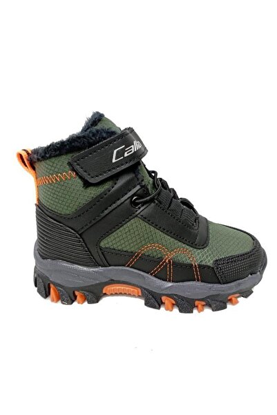 Callion 06p Deri Çocuk Sneakers Bot Haki Siyah Oranj