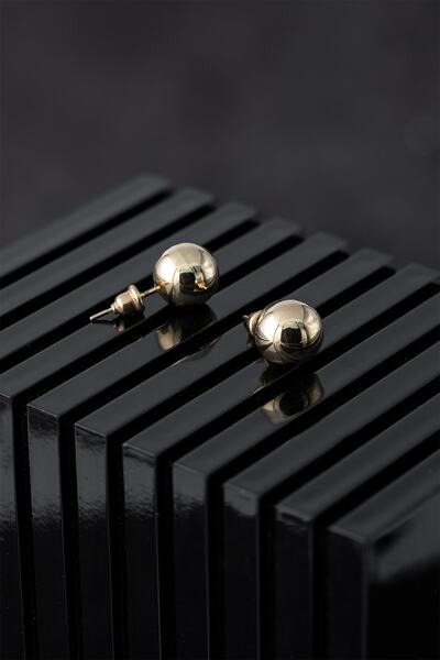 Cenova Jewelry 14 Ayar Altın 10 Mm Yuvarlak Top Küpe