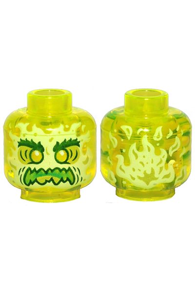 LEGO Original Accessory Custom Minifigure Minifigure Head Alien Ghost Ghost Neon Green Thick Eyebrow Head