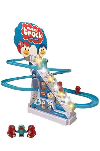 oyuncak sepetim Işıklı Müzikli Penguen Dön Dolaş Oyunu Merdivenden Çıkıp Kaydıraktan Kayan Penguenler