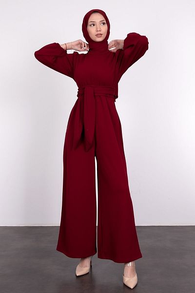 HB MODA COLLECTİON Wrapped Wide Belt Hijab Jumpsuit