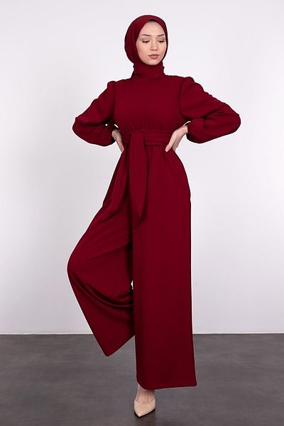 HB MODA COLLECTİON Wrapped Wide Belt Hijab Jumpsuit