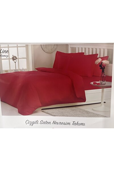 Özdilek Line Çift Kişilik Saten Nevresim Takımı Kırmızı