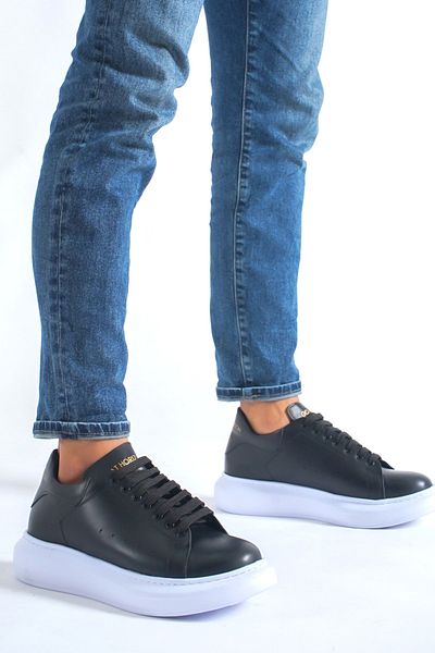 DE PLEIN Pantofi Negri din piele naturală - Pantofi Sport bărbați Modele Pantofi bărbați