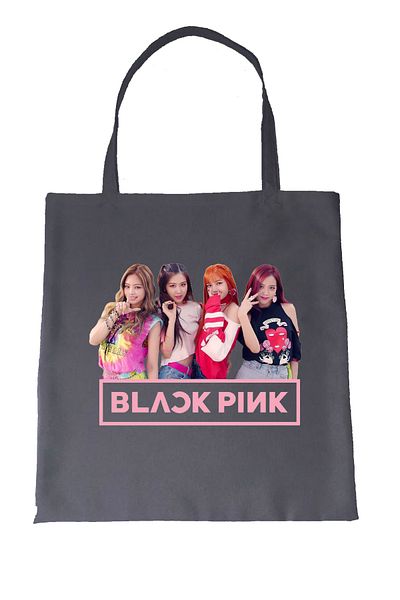 Raf Coll Τσάντα Tote Canvas Fabric Μαύρο Ροζ Ψηφιακή στάμπα 40cm *45cm
