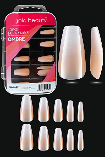 Gold Beauty Ombre 100'lü Takma Tırnak (kısa Balerin)
