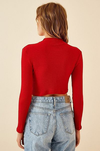 Behalf Women's Ribbed Half Turtleneck Camisole Crop Blouse