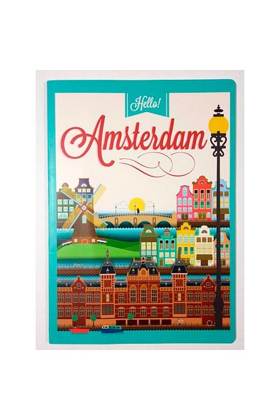 DEFFTER I Love Travel Amsterdam 220 GrCardboard Cover 20 Sheets 20x27 Lined 80 Sheets Notepad