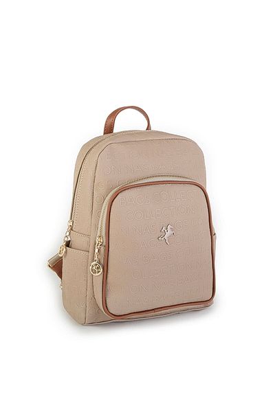 By Hakan Nas Bag-1078 Ανάγλυφη γυναικεία τσάντα πλάτης Sand-tan