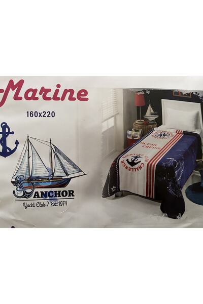 MİNK Marine Tema Lisanlı Tek Kişilik Battaniye /yatak Örtüsü/