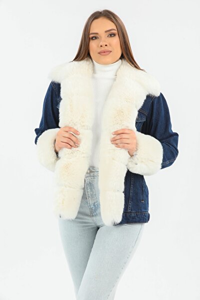 Redpoint Jackets Suni Kürklü Kot Mavi Beyaz Kadın Mont