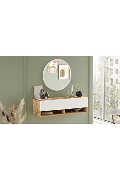 L'occi Concept Simon 100 Cm Aynalı Raflı Kapaklı Dresuar Antre Hol Çam-beyaz