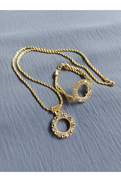 GEZERGOLD TAKI 22 Ayar Altın Kaplama Çeyrek Çerçeve Kolye Bileklik