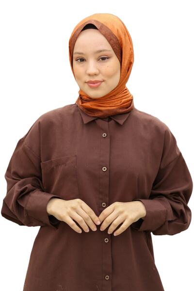 Hint İpek Σάλι με μονόγραμμα σε χρώμα πλακάκι