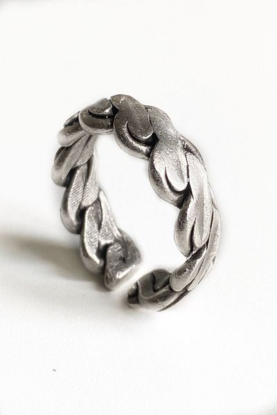 axexuar Hair Braid Model Silver Gray Adjustable Men's Women's Ring Wedding Ring
