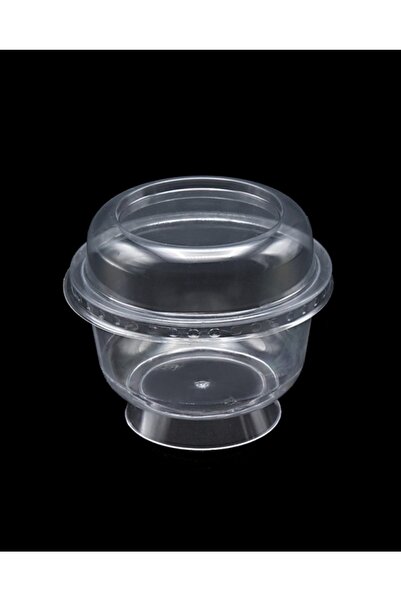 14Süs Plastik Kristal Tatlı Kabı - Kapaklı 180cc 25 Adet, Kullan At Magnolya Kase