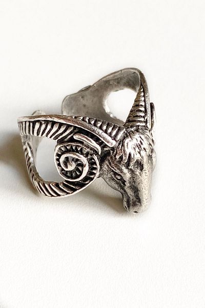 axexuar Aries Head Figured Silver Color Adjustable Men's Women's Ring Wedding Ring