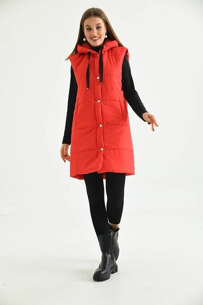 ECRİN MODA Жіночий надувний жилет з капюшоном