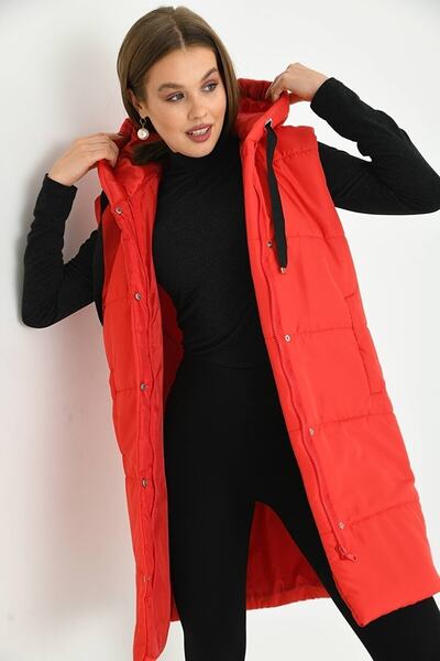 ECRİN MODA Жіночий надувний жилет з капюшоном