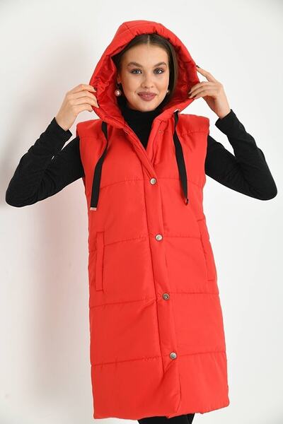 ECRİN MODA Жіночий надувний жилет з капюшоном