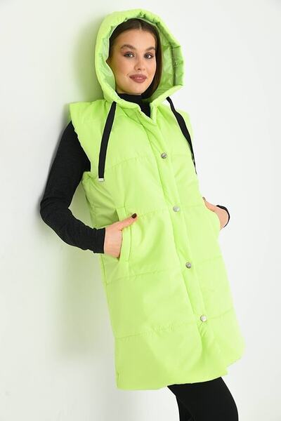 ECRİN MODA Жіночий надувний жилет з капюшоном