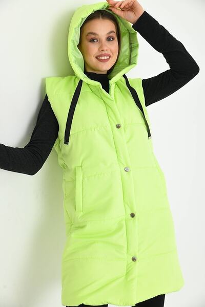 ECRİN MODA Жіночий надувний жилет з капюшоном