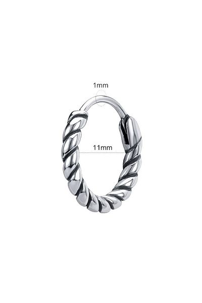 northstarshop Modern Design Striped Twist Model Ring Snap-On 316l Steel Men's Earrings
