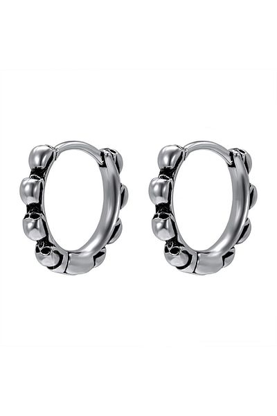 northstarshop Skull Design Hoop Gothic Thin Design 316l Steel Men's Earrings