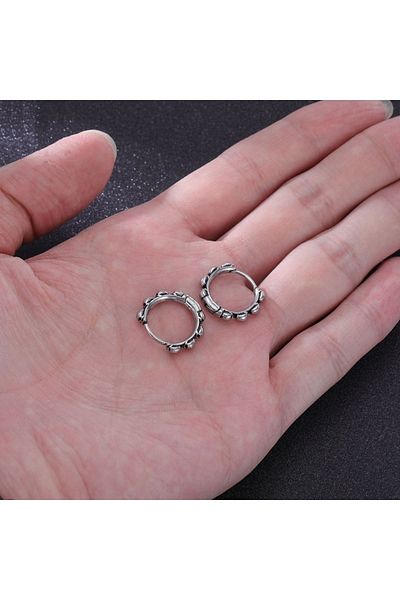 northstarshop Skull Design Hoop Gothic Thin Design 316l Steel Men's Earrings
