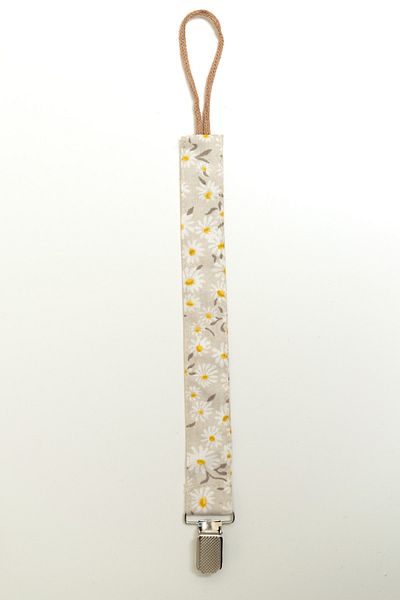 MyVera Mink Daisy Pacifier Strap - Fabric Cotton Laced Pacifier Chain - Pacifier Holder