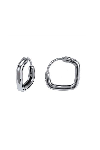 northstarshop Men's Biker Classic 316L Steel Earrings - Square Design, Snap Ring