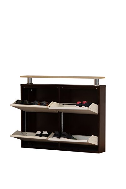 KASER Kahve Krem 2+2 Metal Ayakkabılık