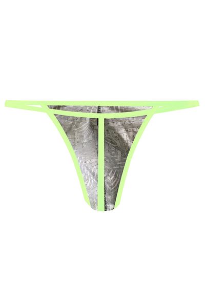 darkzone Neon Elastic Striped Patterned Black Men's Thong