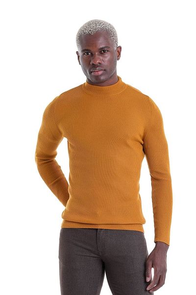 Hatemoğlu Saffron Comfort Fit - Pulover cu jumătate de guler țesut cu nervuri