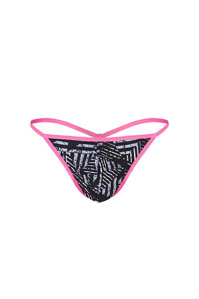 darkzone Neon Elastic Striped Patterned Black Men's Thong