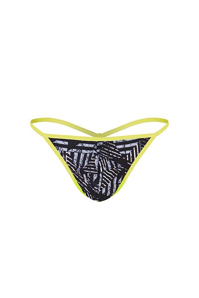 darkzone Neon Elastic Striped Patterned Black Men's Thong